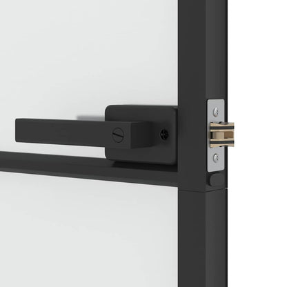 Porta per Interni Nera 76x201,5cm Vetro Temperato e Alluminio | homemem39