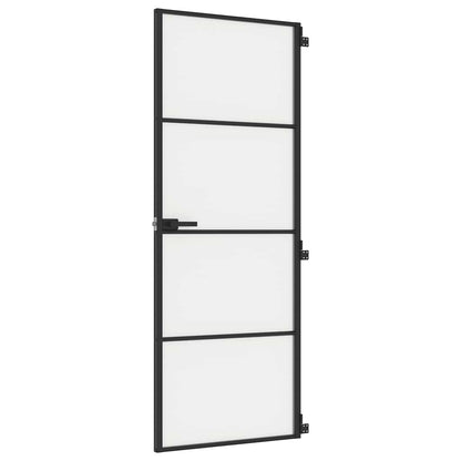 Porta per Interni Nera 76x201,5cm Vetro Temperato e Alluminio | homemem39