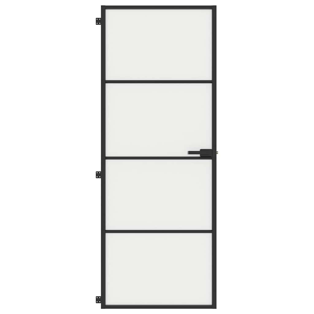 Porta per Interni Nera 76x201,5cm Vetro Temperato e Alluminio | homemem39