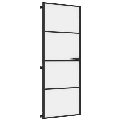 Porta per Interni Nera 76x201,5cm Vetro Temperato e Alluminio | homemem39