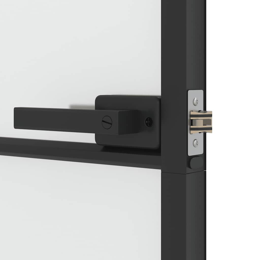 Porta per Interni Nera 76x201,5cm Vetro Temperato e Alluminio | homemem39