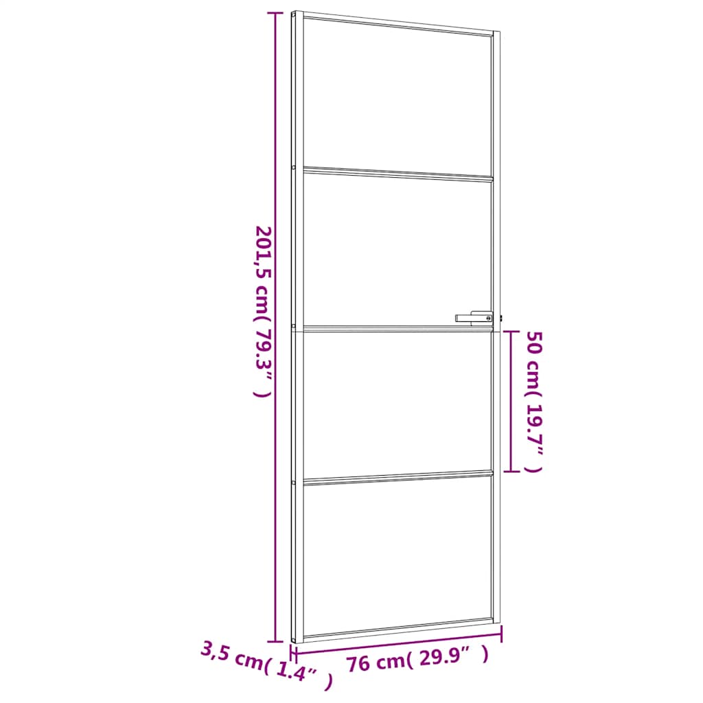 Porta per Interni Nera 76x201,5cm Vetro Temperato e Alluminio | homemem39