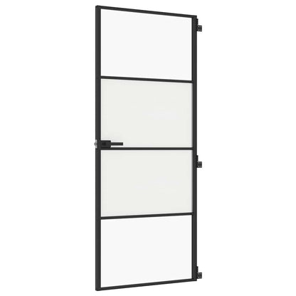 Porta per Interni Nera 83x201,5cm Vetro Temperato e Alluminio | homemem39