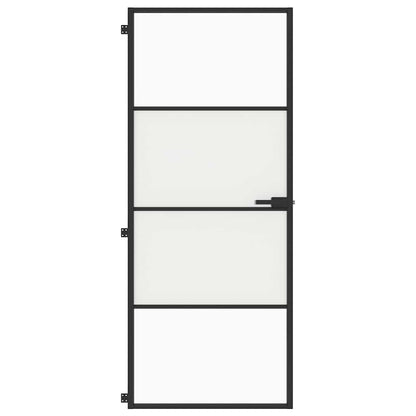 Porta per Interni Nera 83x201,5cm Vetro Temperato e Alluminio | homemem39
