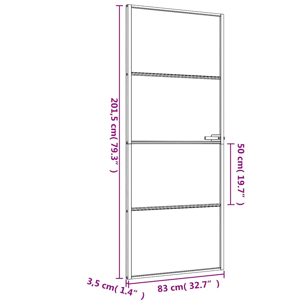 Porta per Interni Nera 83x201,5cm Vetro Temperato e Alluminio | homemem39