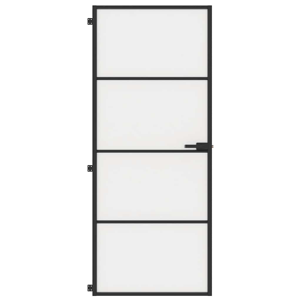 Porta Interni Sottile Nera 83x201,5cm Vetro Temperato Alluminio | homemem39