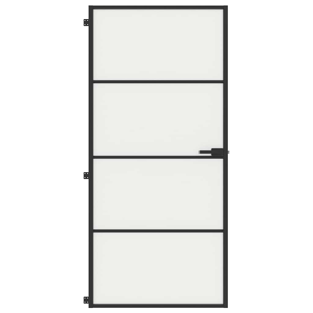 Porta Interni Sottile Nera 93x201,5cm Vetro Temperato Alluminio | homemem39
