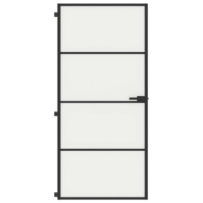 Porta Interni Sottile Nera 93x201,5cm Vetro Temperato Alluminio | homemem39