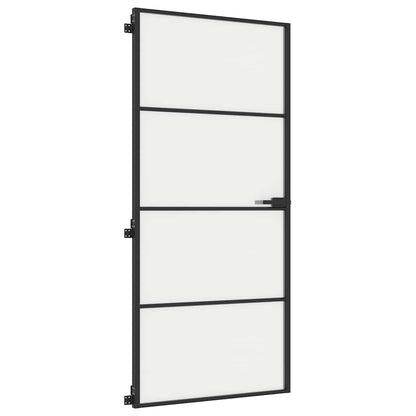 Porta Interni Sottile Nera 93x201,5cm Vetro Temperato Alluminio | homemem39