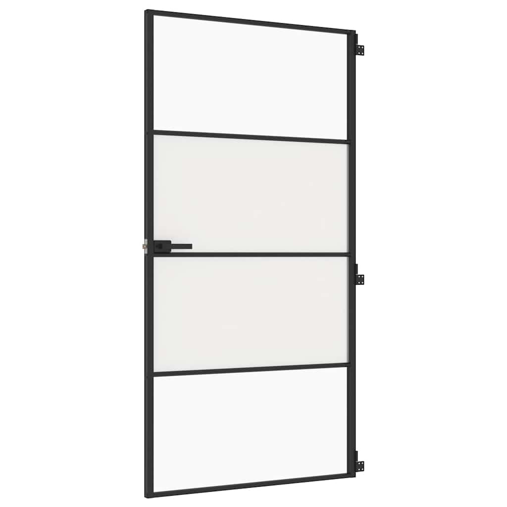 Porta Interni Sottile Nera 102,5x201,5Vetro Temperato Alluminio | homemem39