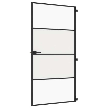 Porta Interni Sottile Nera 102,5x201,5Vetro Temperato Alluminio | homemem39