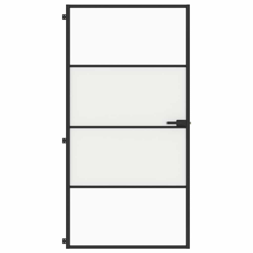 Porta Interni Sottile Nera 102,5x201,5Vetro Temperato Alluminio | homemem39