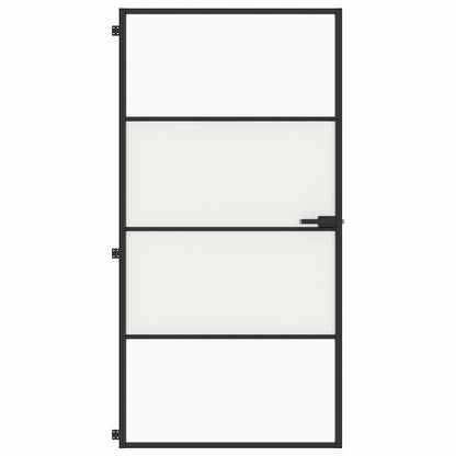 Porta Interni Sottile Nera 102,5x201,5Vetro Temperato Alluminio | homemem39