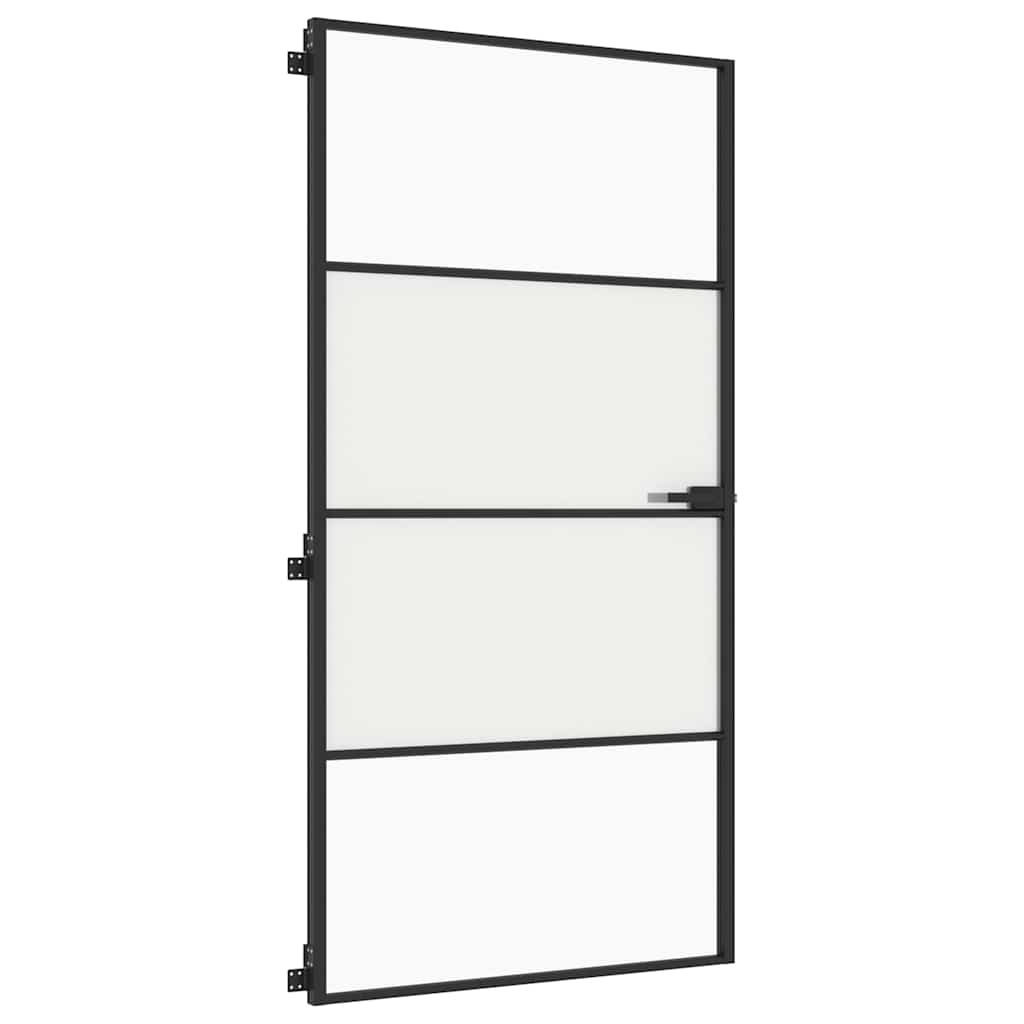 Porta Interni Sottile Nera 102,5x201,5Vetro Temperato Alluminio | homemem39