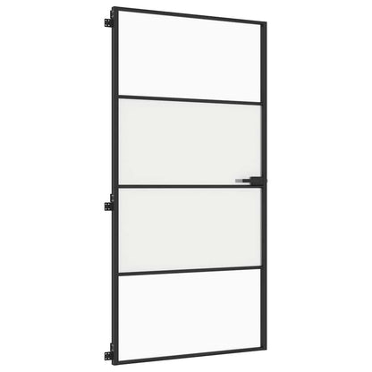 Porta Interni Sottile Nera 102,5x201,5Vetro Temperato Alluminio | homemem39