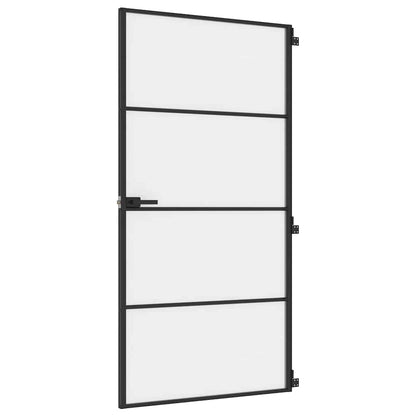 Porta Interni Sottile Nera 102,5x201,5Vetro Temperato Alluminio | homemem39