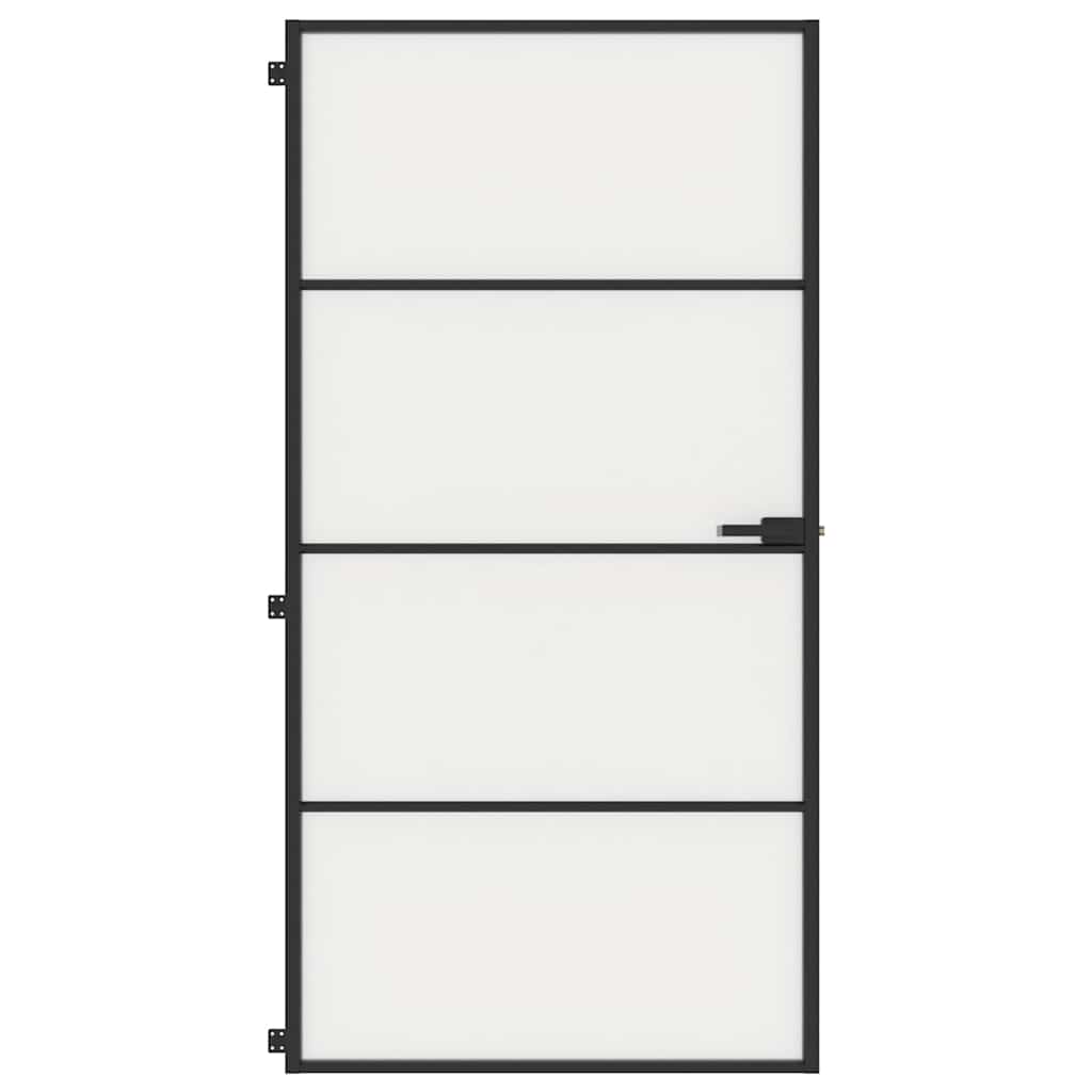 Porta Interni Sottile Nera 102,5x201,5Vetro Temperato Alluminio - homemem39