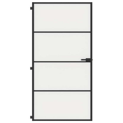 Porta Interni Sottile Nera 102,5x201,5Vetro Temperato Alluminio - homemem39