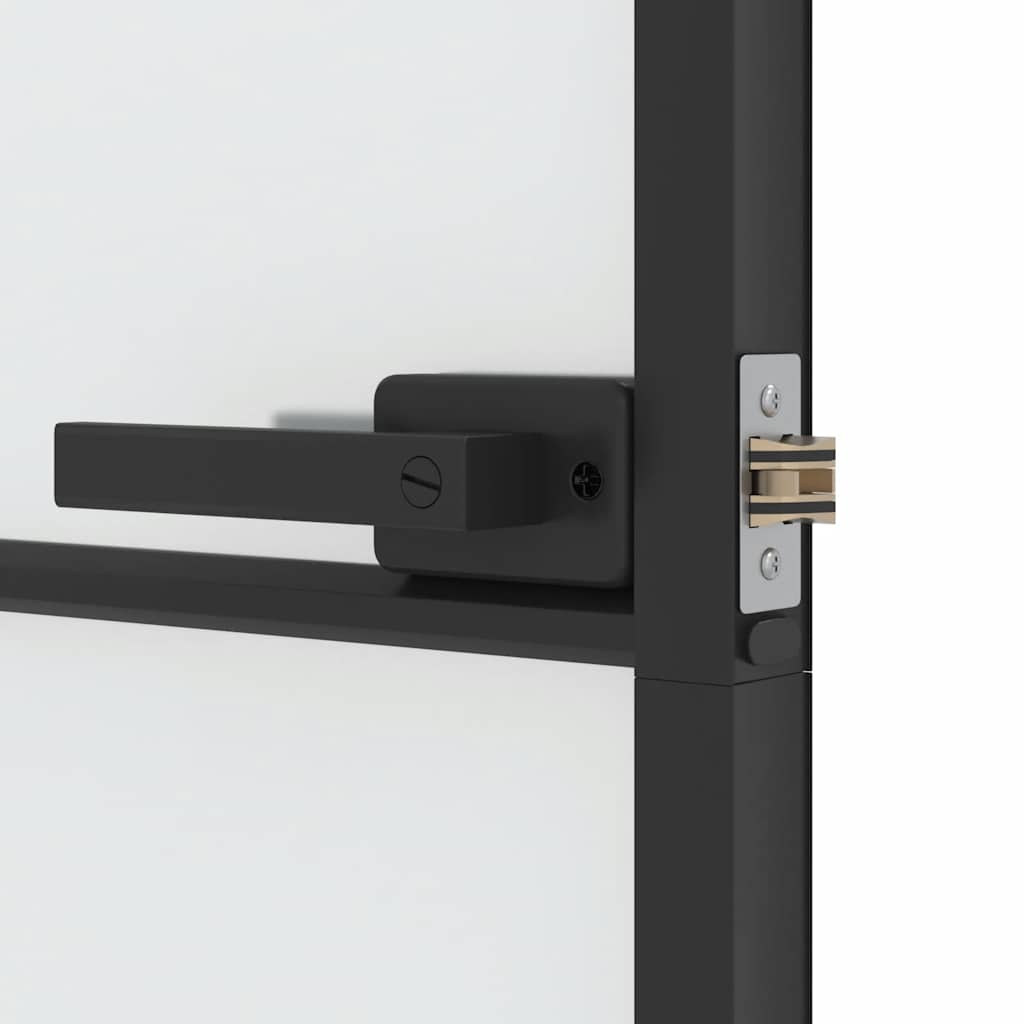 Porta Interni Sottile Nera 76x201,5cm Vetro Temperato Alluminio | homemem39