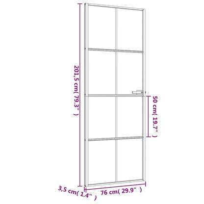 Porta Interni Sottile Nera 76x201,5cm Vetro Temperato Alluminio | homemem39
