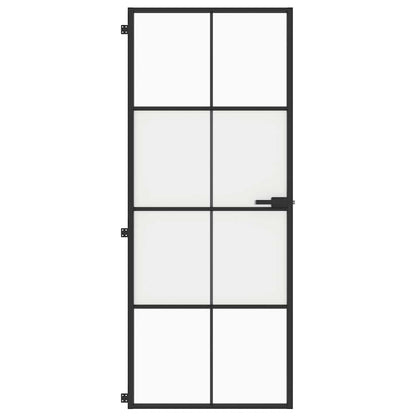 Porta Interni Sottile Nera 83x201,5cm Vetro Temperato Alluminio | homemem39