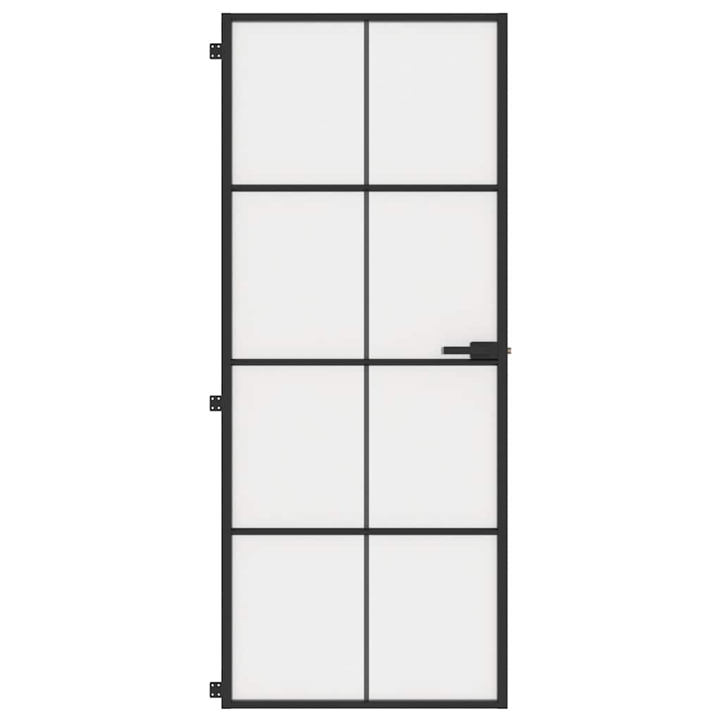 Porta Interni Sottile Nera 83x201,5cm Vetro Temperato Alluminio | homemem39