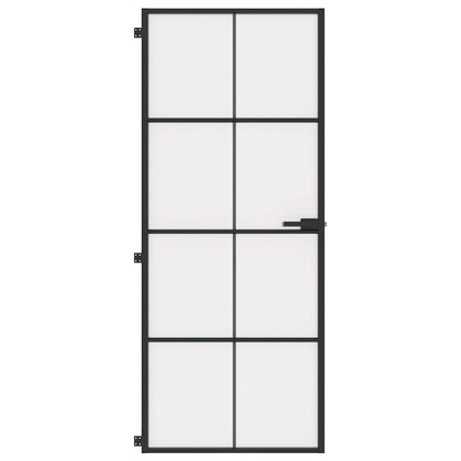 Porta Interni Sottile Nera 83x201,5cm Vetro Temperato Alluminio | homemem39