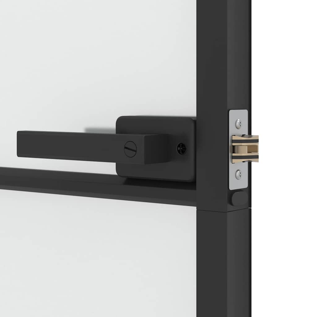 Porta Interni Sottile Nera 83x201,5cm Vetro Temperato Alluminio | homemem39