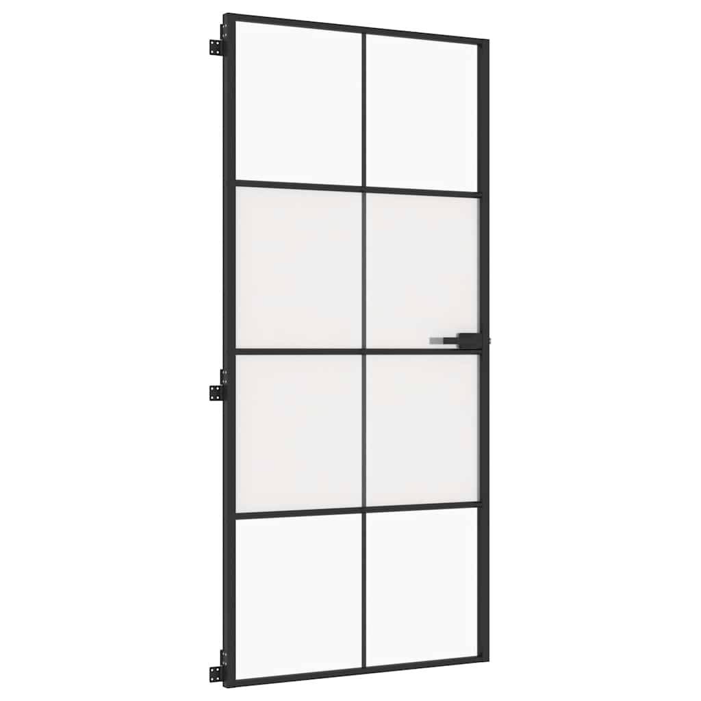 Porta Interni Sottile Nera 93x201,5cm Vetro Temperato Alluminio | homemem39