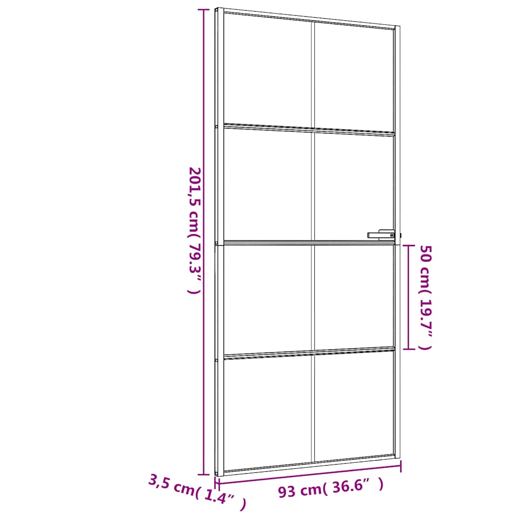 Porta Interni Sottile Nera 93x201,5cm Vetro Temperato Alluminio | homemem39