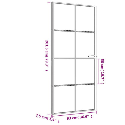 Porta Interni Sottile Nera 93x201,5cm Vetro Temperato Alluminio | homemem39