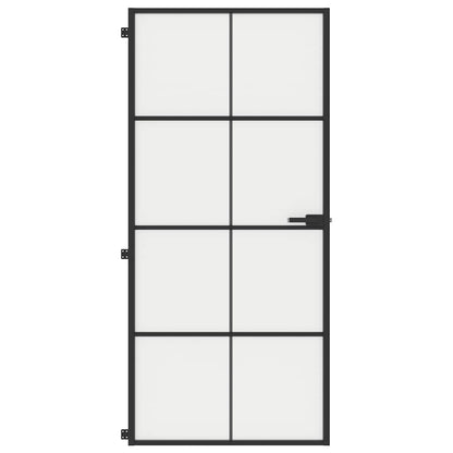 Porta Interni Sottile Nera 93x201,5cm Vetro Temperato Alluminio | homemem39
