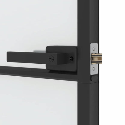 Porta Interni Sottile Nera 93x201,5cm Vetro Temperato Alluminio | homemem39
