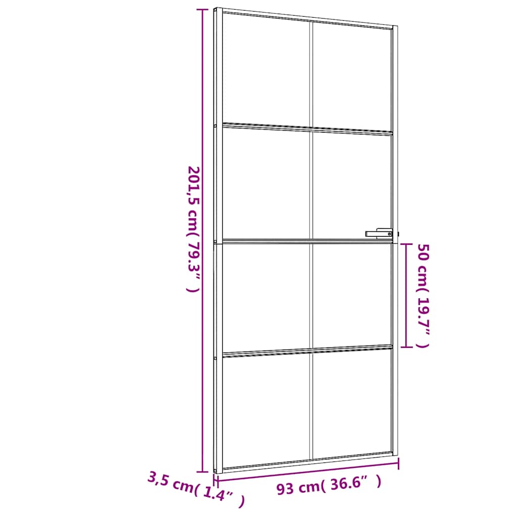 Porta Interni Sottile Nera 93x201,5cm Vetro Temperato Alluminio | homemem39