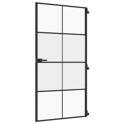 Porta Interni Sottile Nera 102,5x201,5Vetro Temperato Alluminio | homemem39