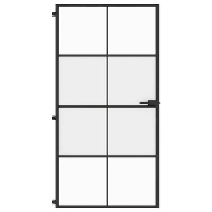 Porta Interni Sottile Nera 102,5x201,5Vetro Temperato Alluminio | homemem39