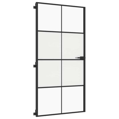 Porta Interni Sottile Nera 102,5x201,5Vetro Temperato Alluminio | homemem39