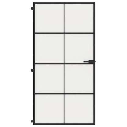 Porta Interni Sottile Nera 102,5x201,5Vetro Temperato Alluminio | homemem39