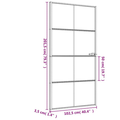 Porta Interni Sottile Nera 102,5x201,5Vetro Temperato Alluminio | homemem39