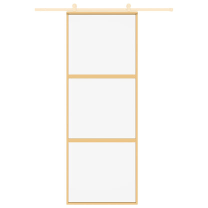 Porta Scorrevole Dorata 76x205 Vetro Trasparente ESG Alluminio | homemem39