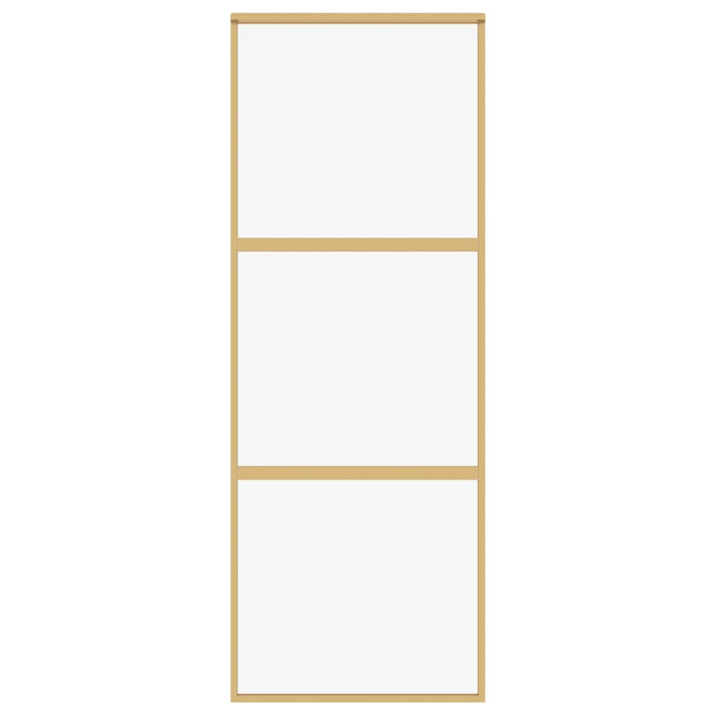 Porta Scorrevole Dorata 76x205 Vetro Trasparente ESG Alluminio | homemem39