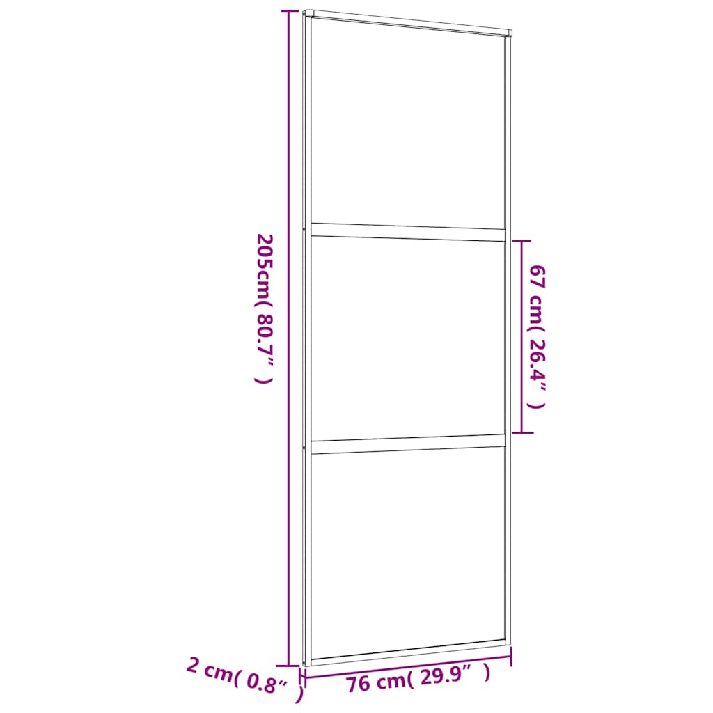 Porta Scorrevole Dorata 76x205 Vetro Trasparente ESG Alluminio | homemem39