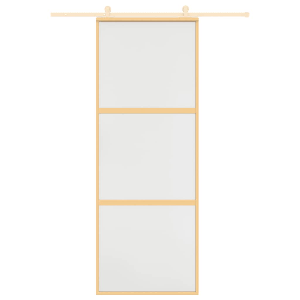 Porta Scorrevole Dorata 76x205 Vetro Smerigliato ESG Alluminio | homemem39