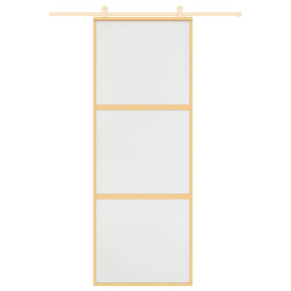 Porta Scorrevole Dorata 76x205 Vetro Smerigliato ESG Alluminio | homemem39