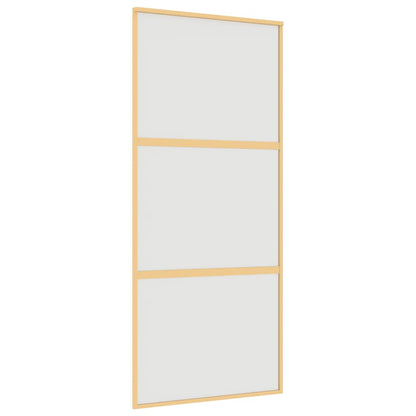 Porta Scorrevole Dorata 90x205 Vetro Smerigliato ESG Alluminio | homemem39