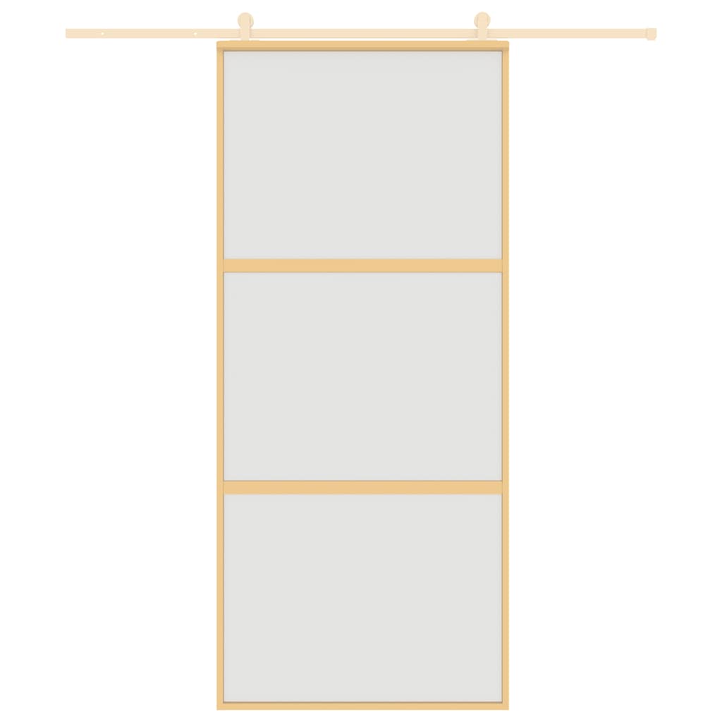 Porta Scorrevole Dorata 90x205 Vetro Smerigliato ESG Alluminio | homemem39