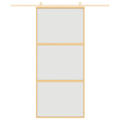 Porta Scorrevole Dorata 90x205 Vetro Smerigliato ESG Alluminio | homemem39