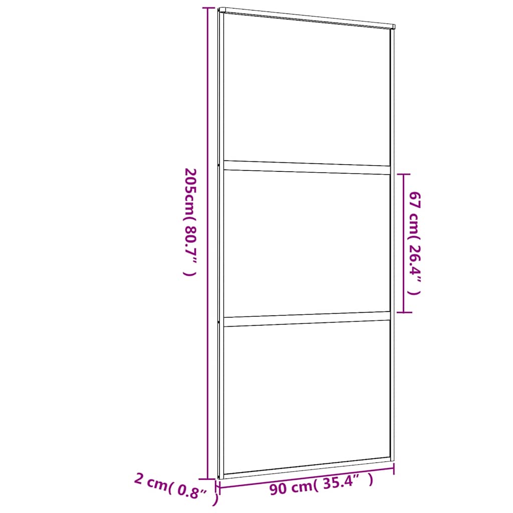 Porta Scorrevole Dorata 90x205 Vetro Smerigliato ESG Alluminio | homemem39
