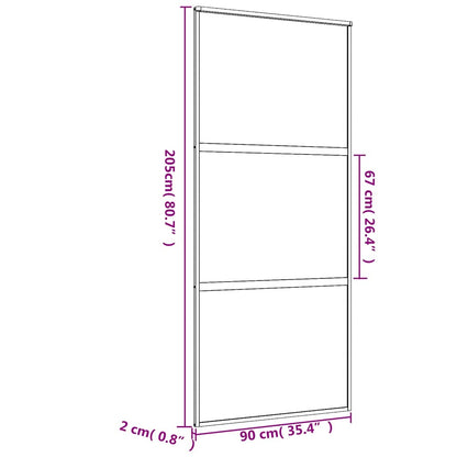 Porta Scorrevole Dorata 90x205 Vetro Smerigliato ESG Alluminio | homemem39