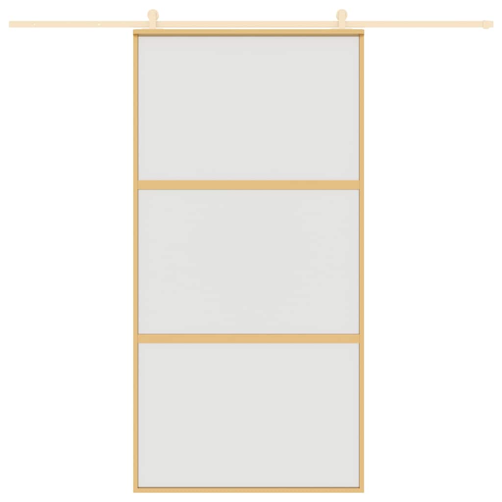 Porta Scorrevole Oro 102,5x205 Vetro Smerigliato ESG Alluminio | homemem39